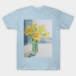 Daffodils in a vase watercolour painting T-Shirt